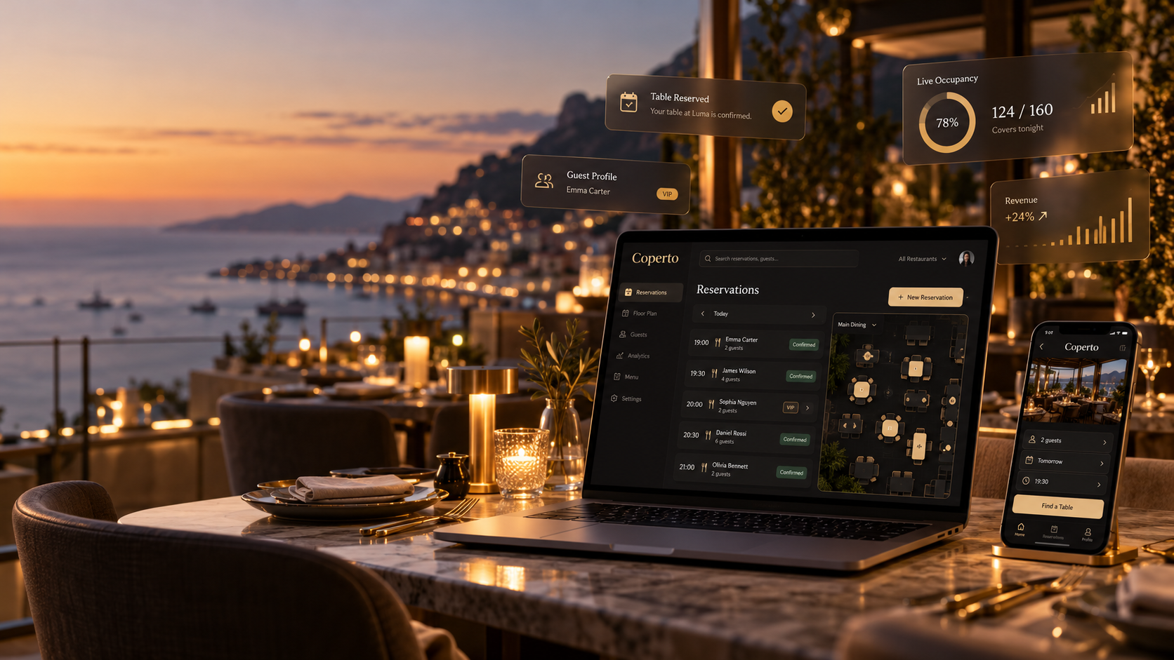 Book your table online — powered by Coperto